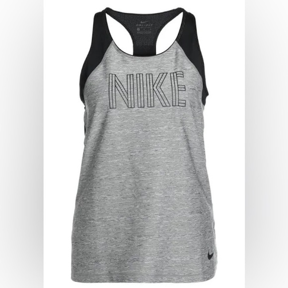 Nike Women's Gray and Black Tank Top - Picture 1 of 14
